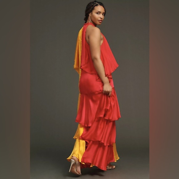 COPY - Anthropologie Pinnacle by Shruti Sancheti Mock-Neck Colorblock Ruffle … - Picture 5 of 11